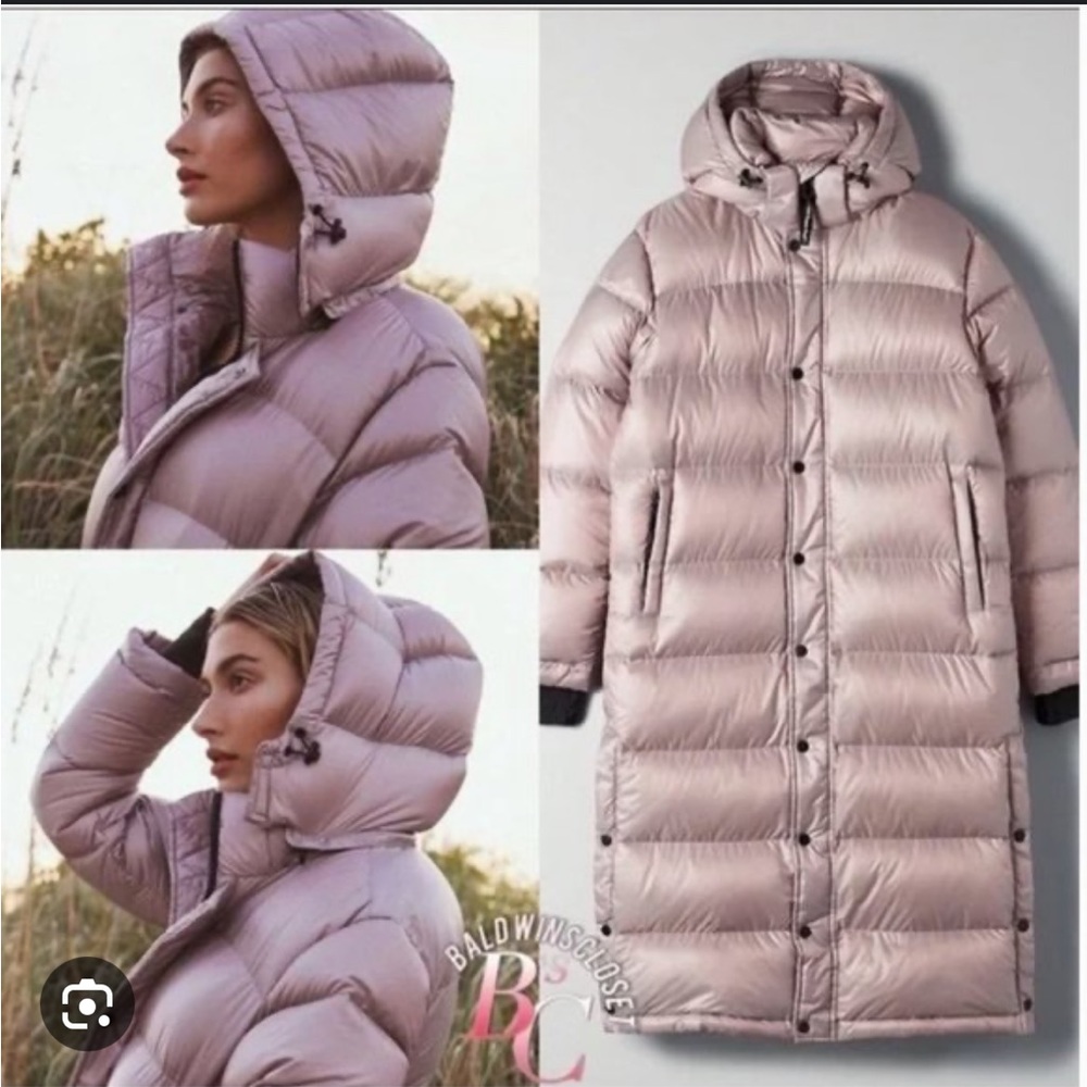 Aritzia TNA Super Puff Long Iridescent Rose Quartz Pink